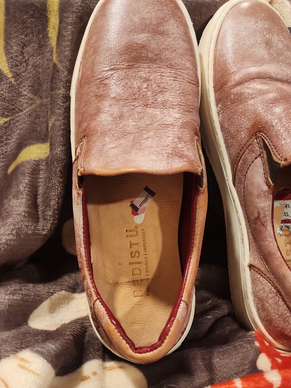 BED|STU Womens Mauve Leather Slip-On Loafers with White Sole Sz 8.5  Quality